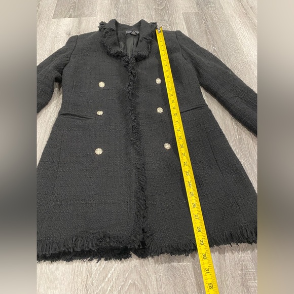 Rachel Zoe Black midi Tweed Blazer Coat Jacket size XS - Picture 6 of 9